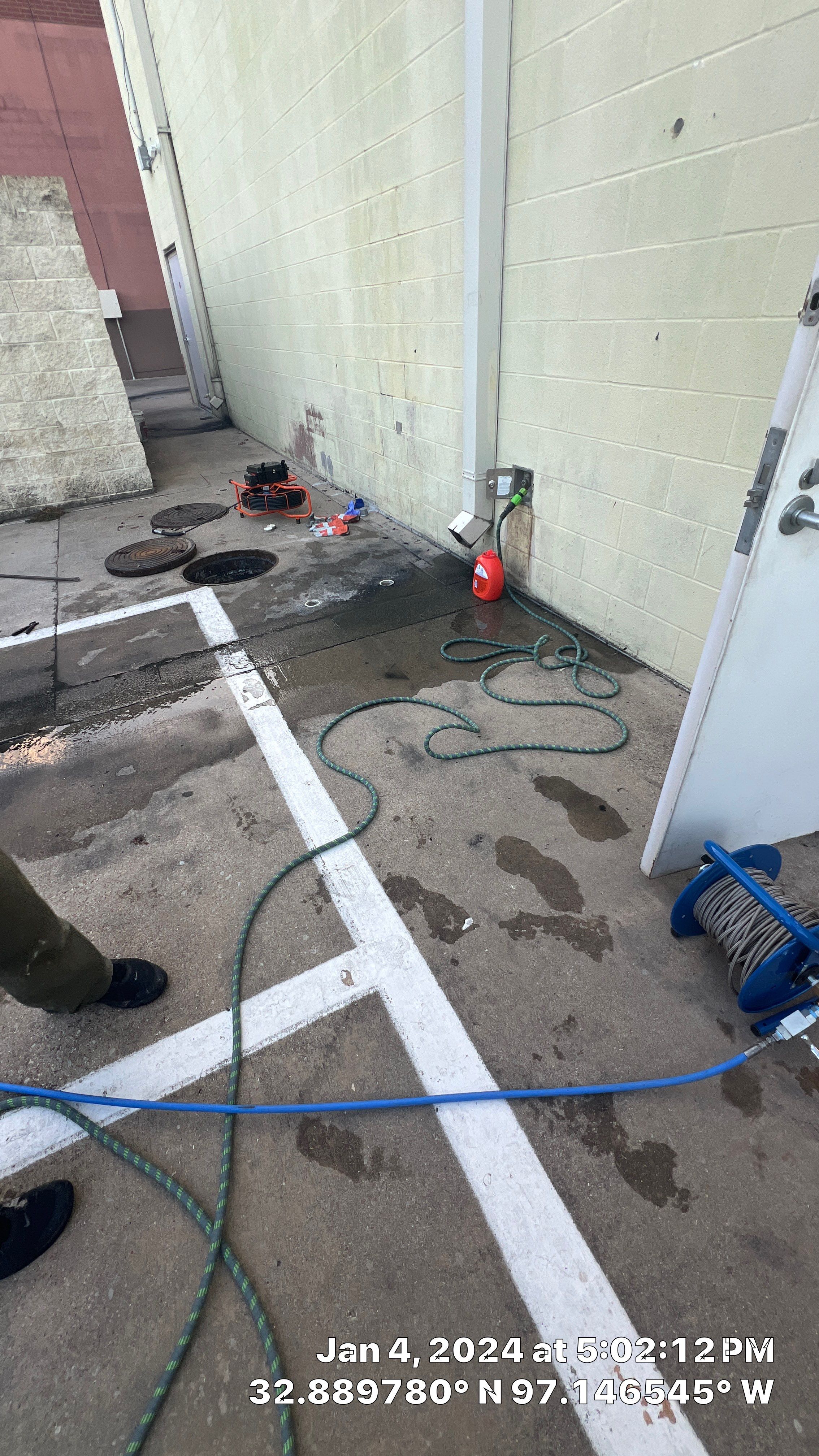 Exterior drain access work